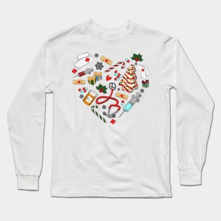 Heart Medical Nurse Christmas Long Sleeve T-Shirt